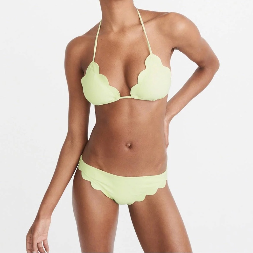 Neon Lime Green Scalloped Two Piece Bikini
